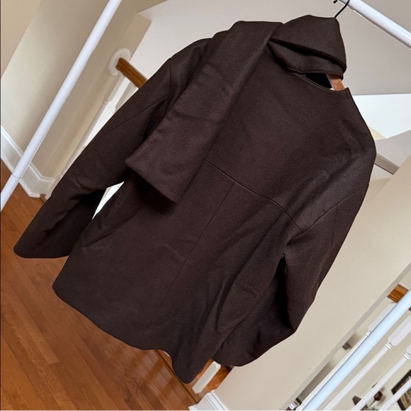 ZARA oversized wool blend short coat with scarf - Picture 6 of 8